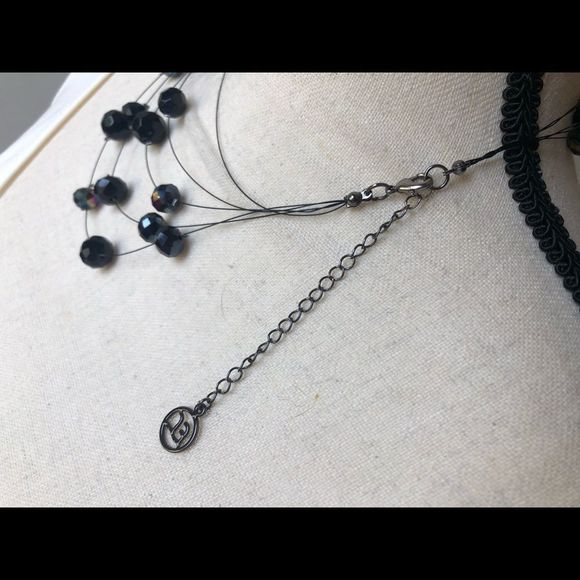 Floating bead faceted dichroic 5 strand, black, necklace EL - Picture 4 of 7